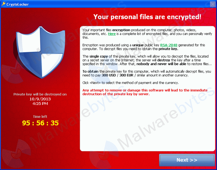 Infección masivas de cryptolocker con E-mail de un falso correo 